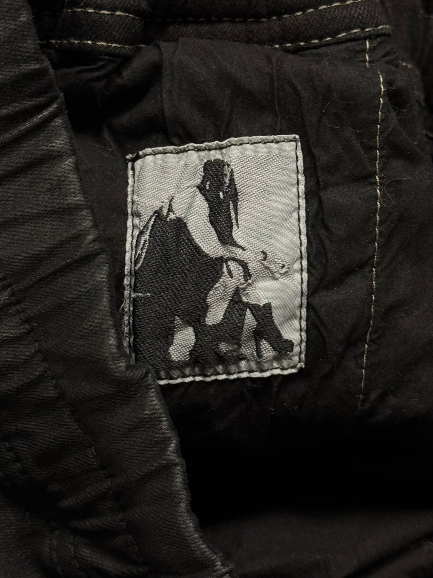 Rick Owens DRKSHDW Waxed Black ‘Cargo Bela’ Wide Leg Pants