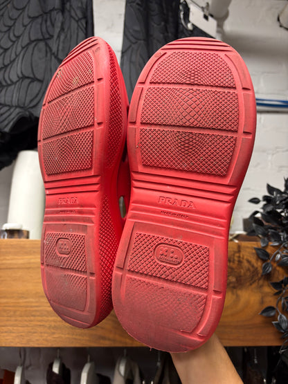 Prada Red Foam Rubber Slip-On Mules