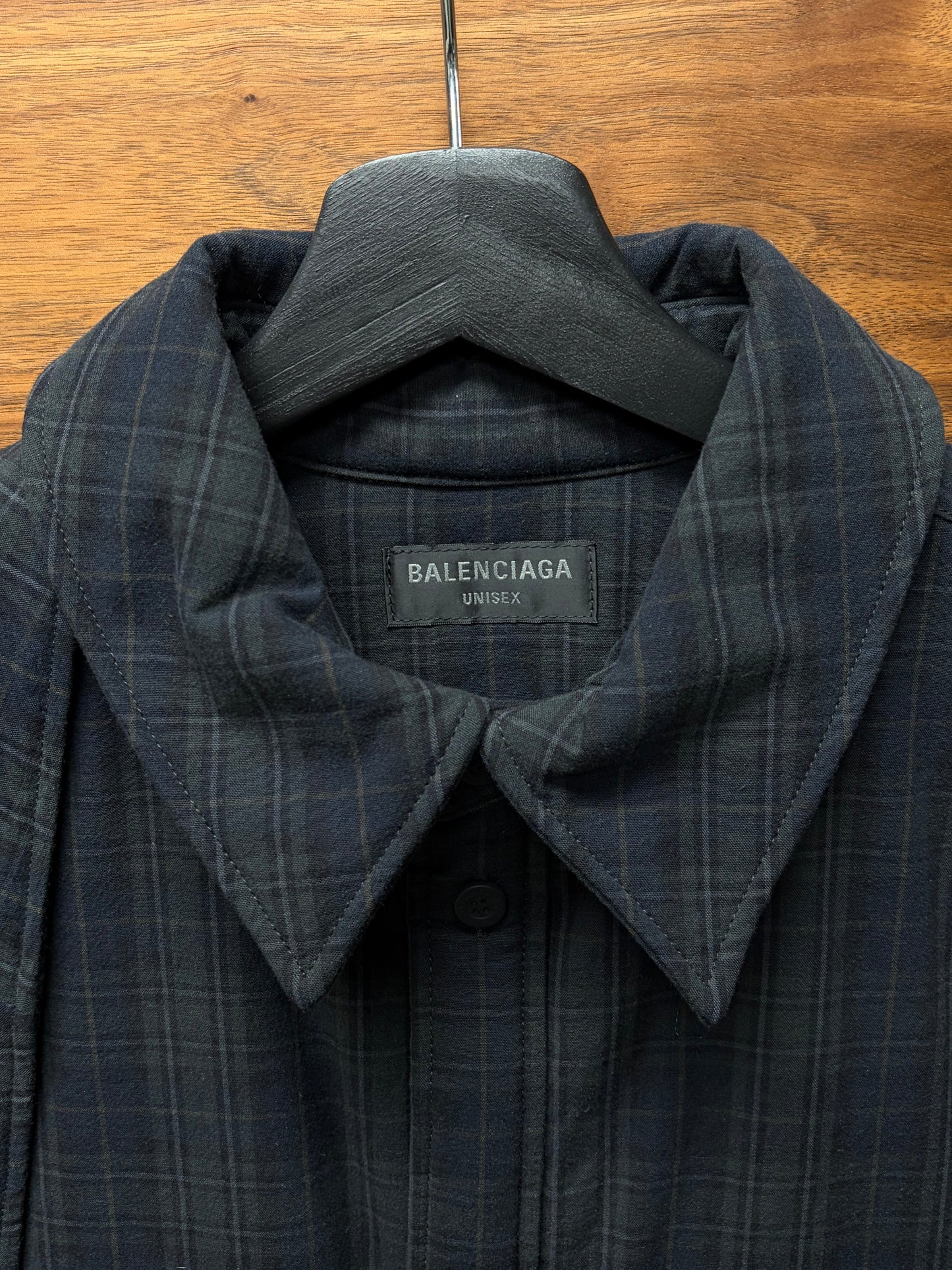 2023 Balenciaga Oversized ‘Detachable Sleeve’ Plaid Padded Flannel Shirt