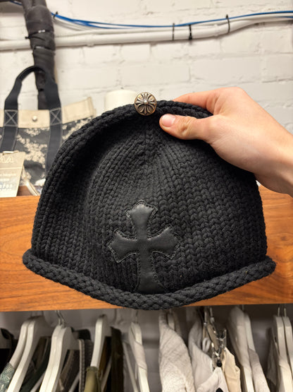 Chrome Hearts Leather Cross Patch Black Cashmere Beanie