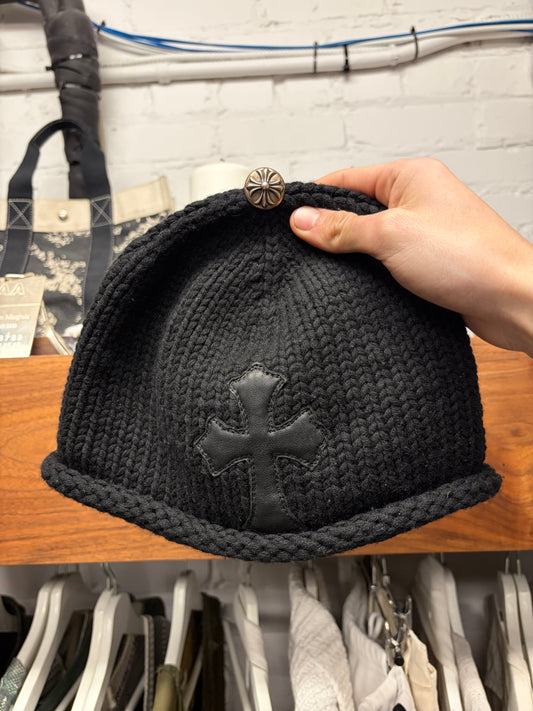 Chrome Hearts Leather Cross Patch Black Cashmere Beanie