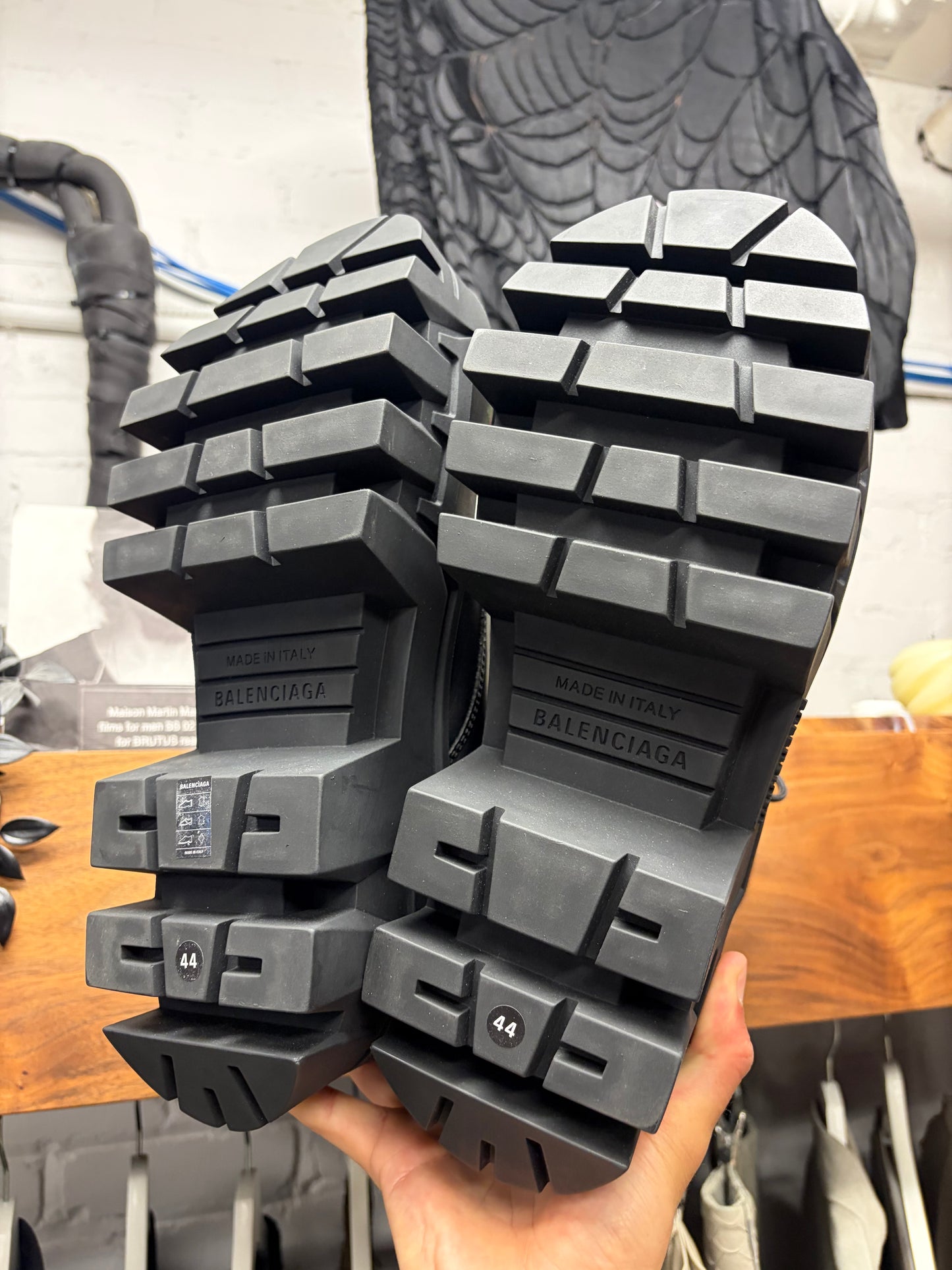 Balenciaga ‘Bulldozer’ Black Leather Platform Sole Combat Boots