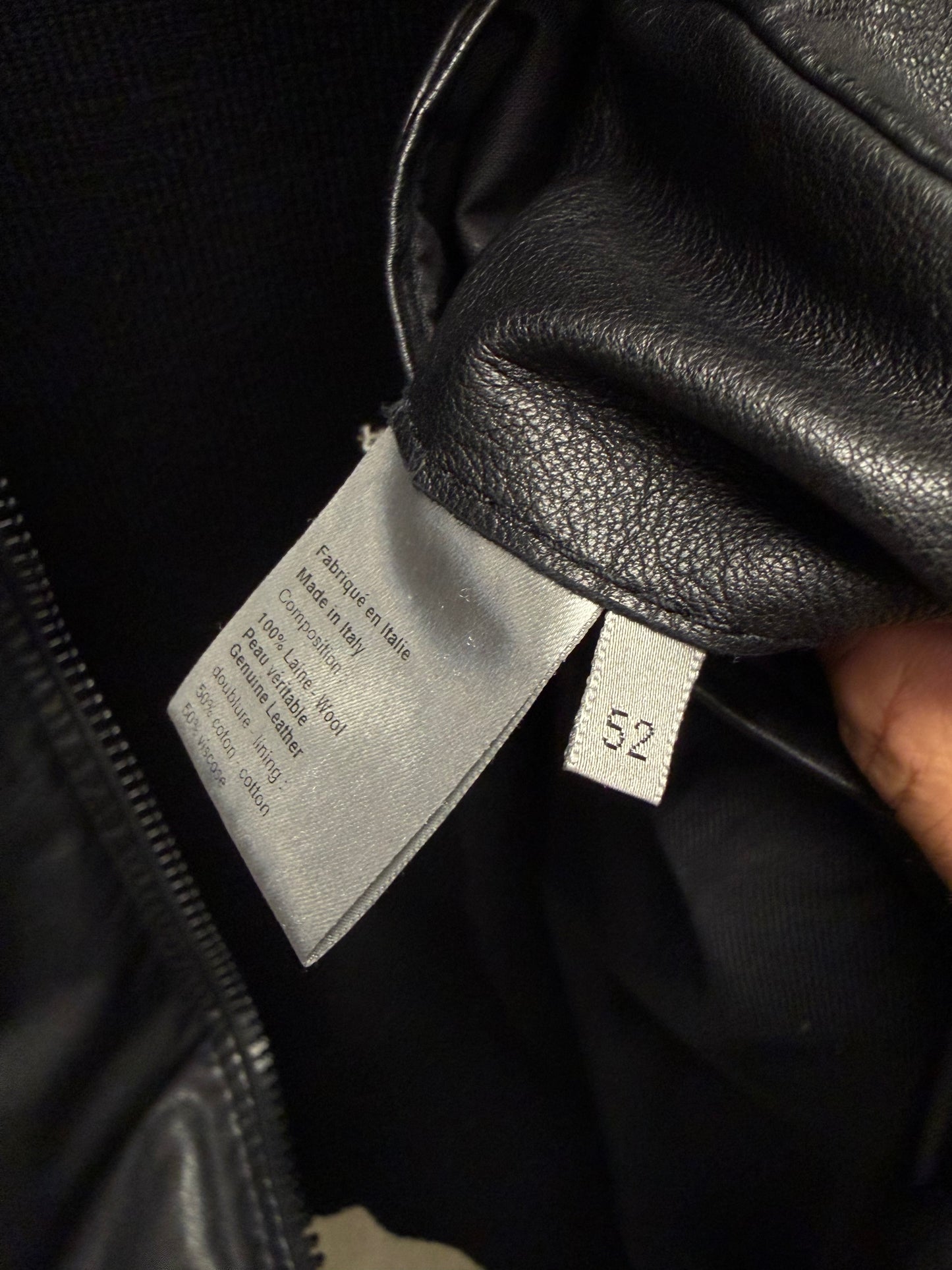 AW2005 Dior Homme by Hedi Slimane ‘In the Morning’ Black Ribbed Sleeve Leather Jacket