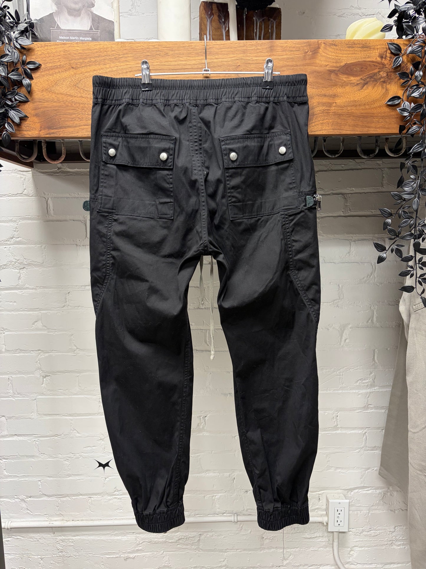 SS2023 Rick Owens ‘Edfu’ Black ‘Bauhaus’ Cargo Joggers