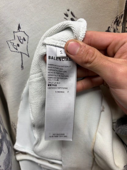 SS2024 Balenciaga ‘Tattoo’ Dirty White Zip Up Hoodie