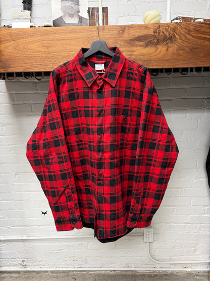 Vetements Embroidered Logo Quilted Red/Black Oversized Flannel Shirt