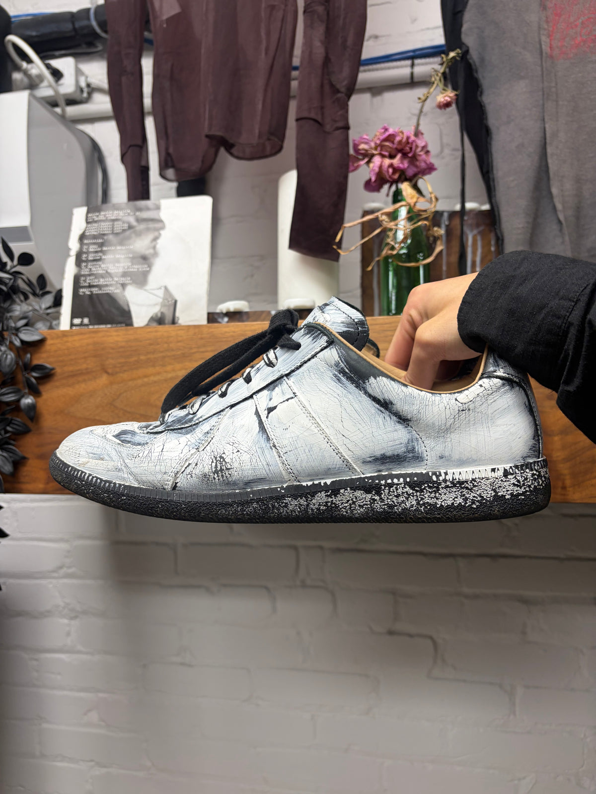 Maison Margiela ‘Painted White’ G.A.T. Leather Low Top Sneakers