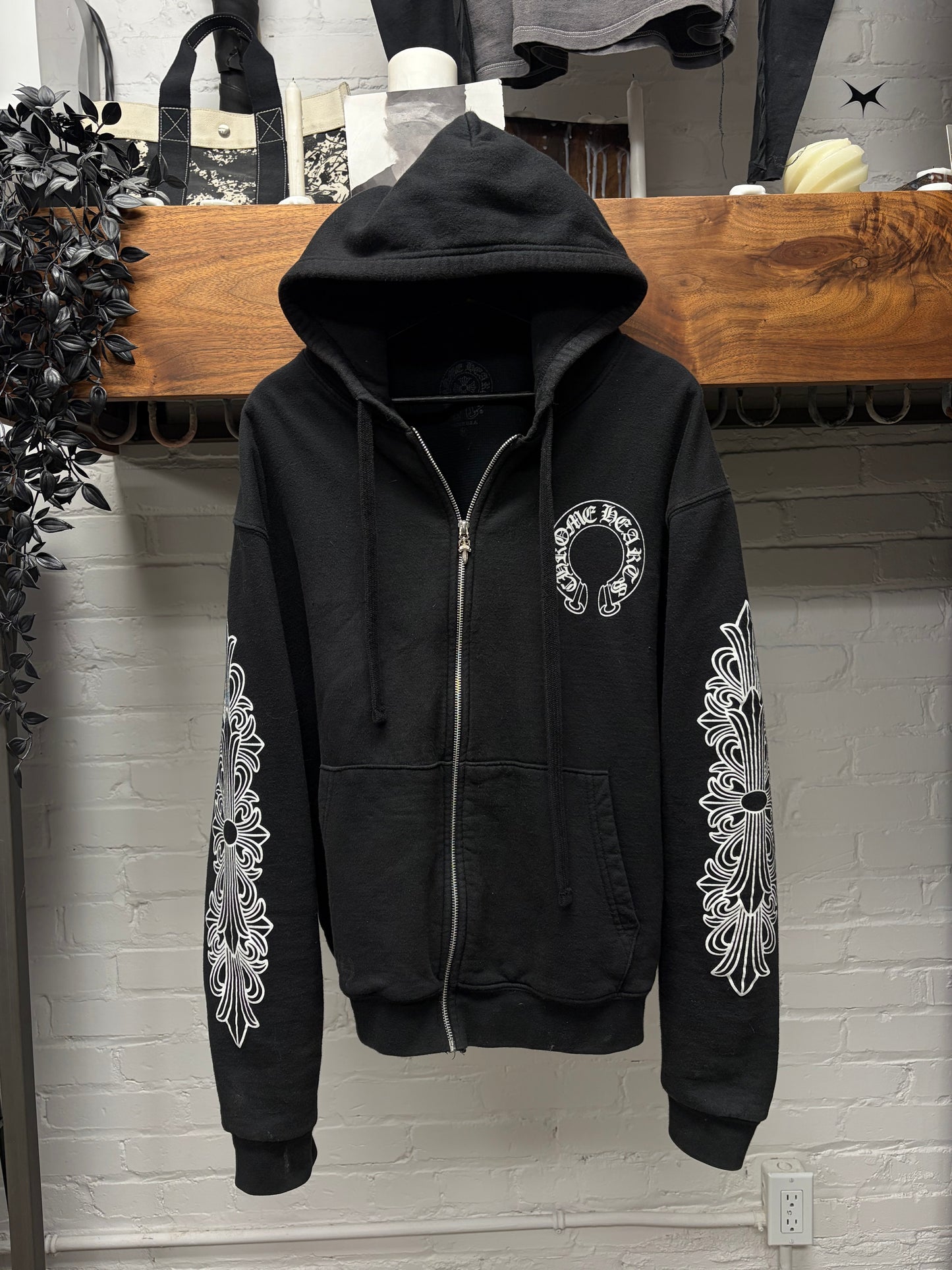 Chrome Hearts Thermal Lined ‘Floral Sleeve’ Black Dagger-Zip Hoodie