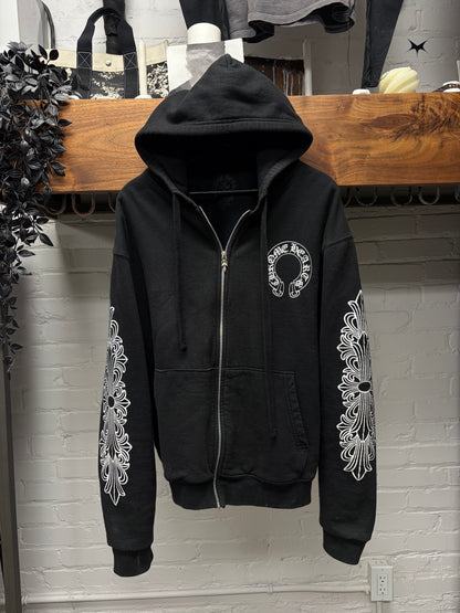 Chrome Hearts Thermal Lined ‘Floral Sleeve’ Black Dagger-Zip Hoodie