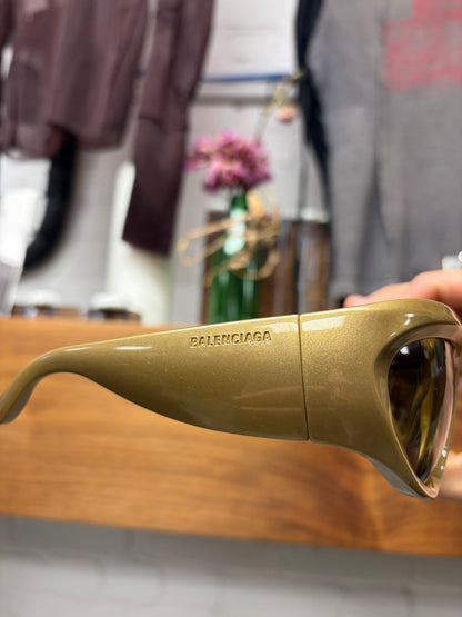 Balenciaga Gold Tone ‘BB0228S 004’ Wraparound Sunglasses