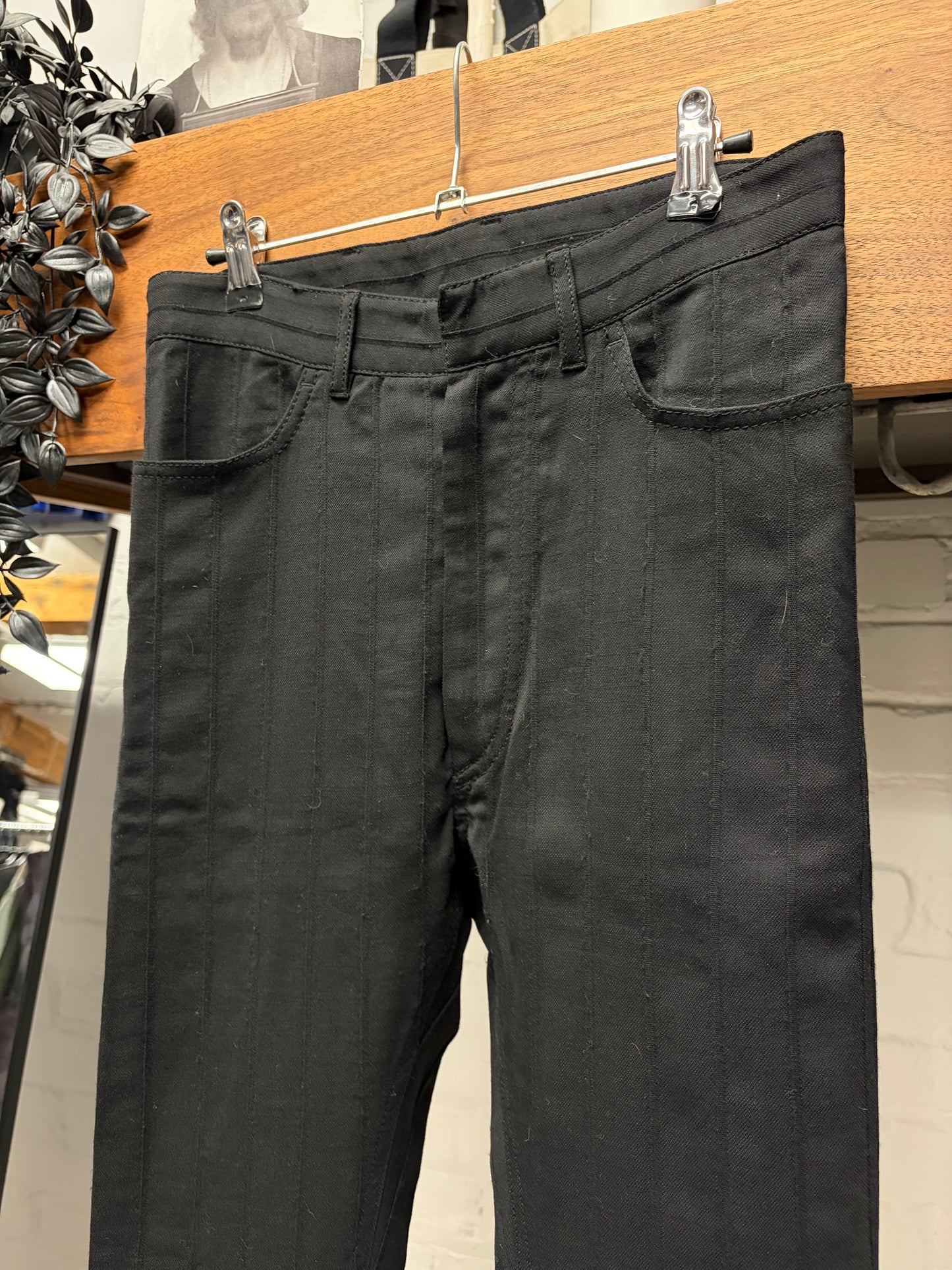 Ann Demeulemeester Darted Black Wool Skinny Cut Trousers