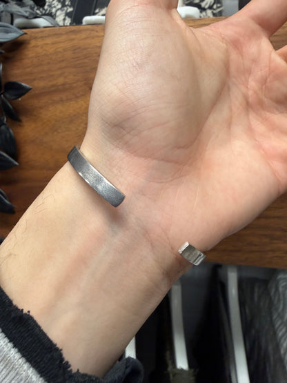 Maison Margiela 925 Silver Engraved Logo Cuff Bracelet