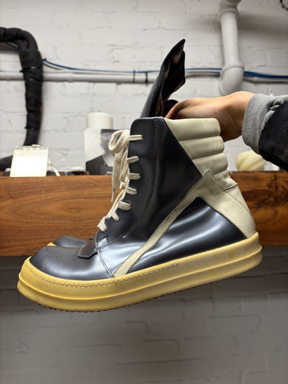 SS2015 Rick Owens ‘Faun’ Silver/Milk Leather High Top Sneakers