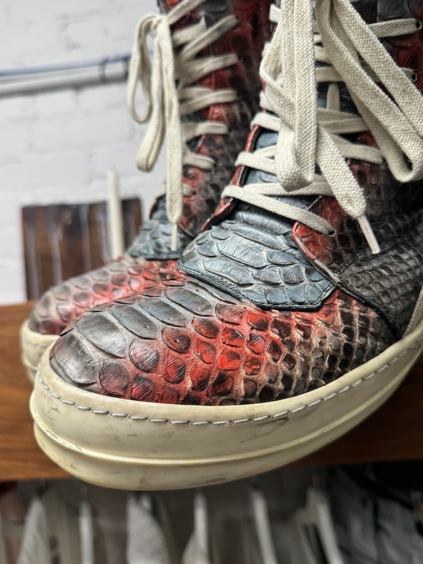 AW2022 Rick Owens Genuine Python Leather ‘Strobe’ Geobaskets