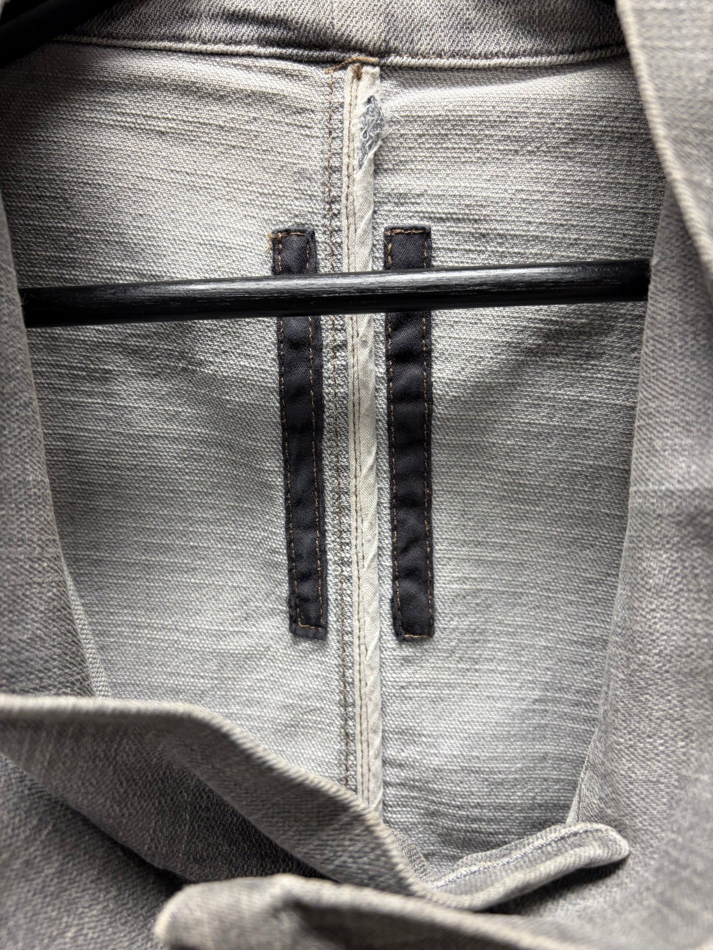 Rick Owens O&M Era High-Neck Grey Denim Jacket
