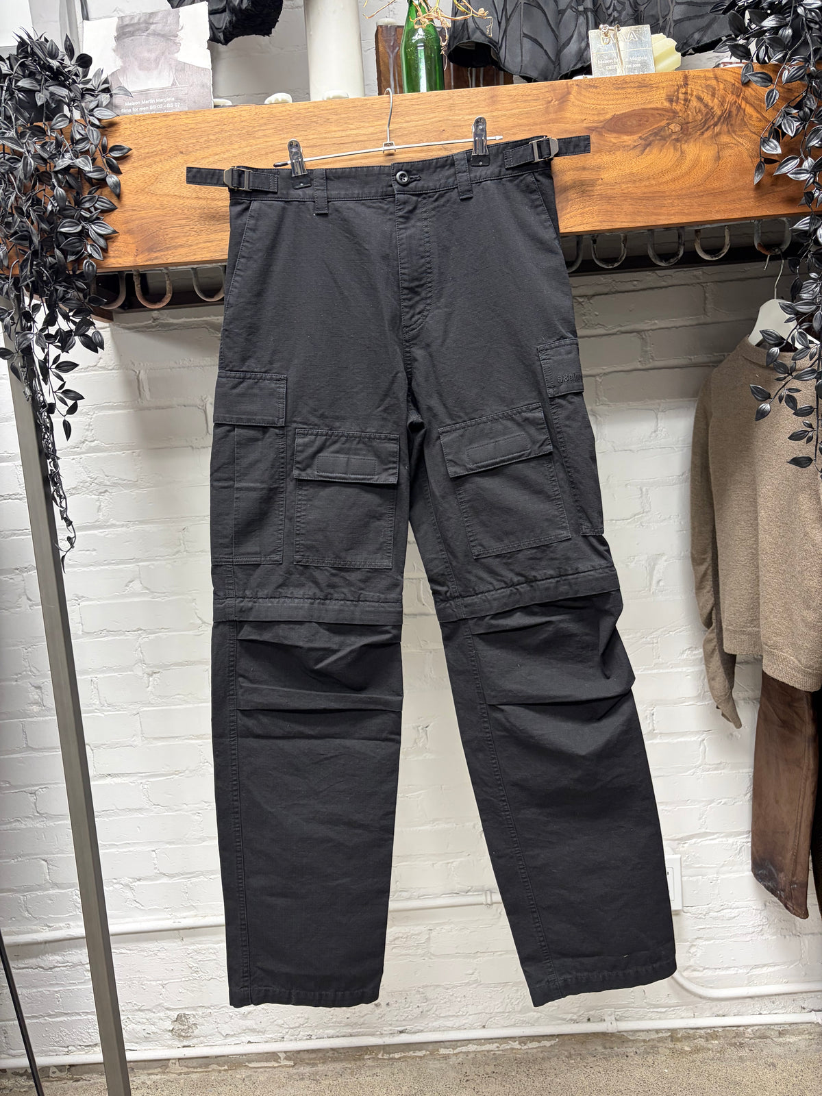 2022 Balenciaga ‘Convertible’ Black Ripstop Straight Cut Cargo Pants