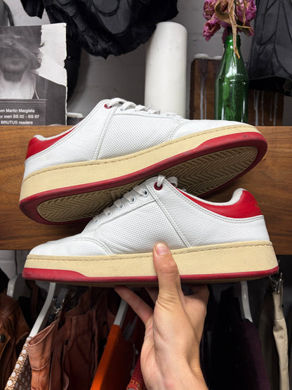 Saint Laurent ‘SL-61’ White/Red Leather Court Low Top Sneakers