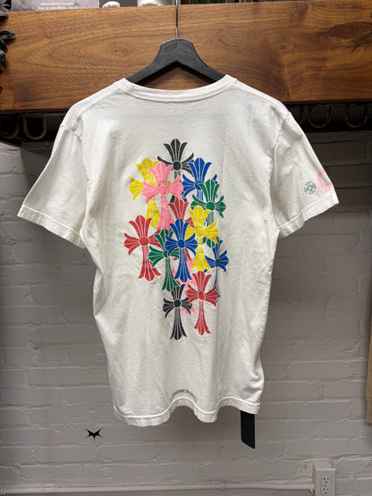 Chrome Hearts Multi-Color ‘Cemetery Cross’ White Short Sleeve Shirt