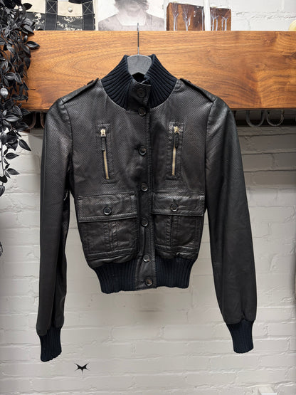 SS2005 Gucci by Frida Giannini Black Lambskin Leather Bomber Jacket