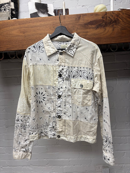 Kapital Cream ‘Paisley’ Bandanna Patch Buckle-Back Trucker Jacket