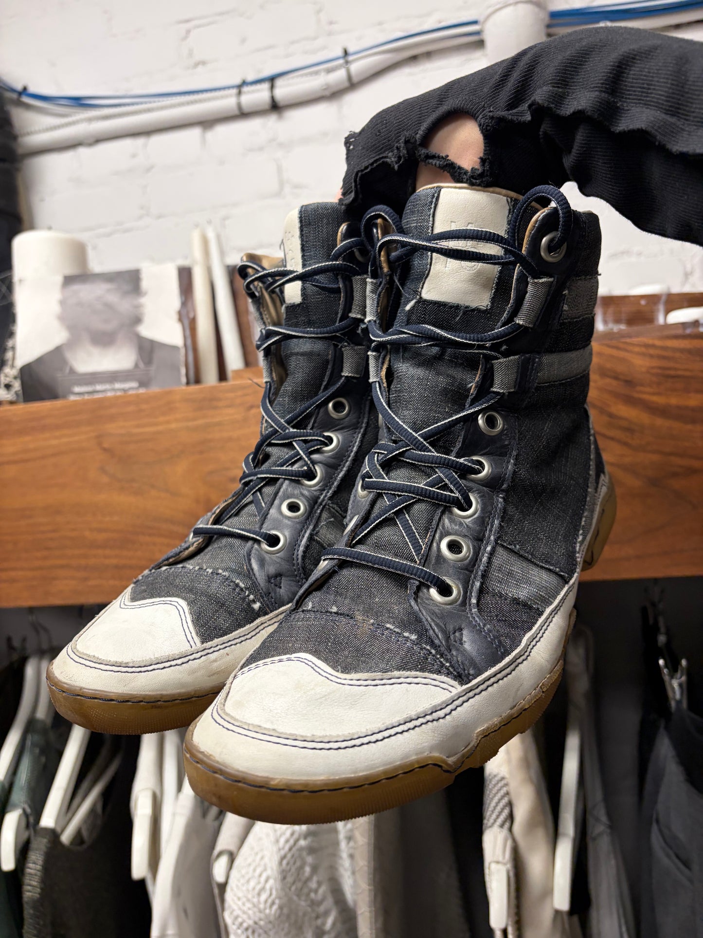 2000s Marithe Francois Girbaud Raw Denim High Top Sneakers