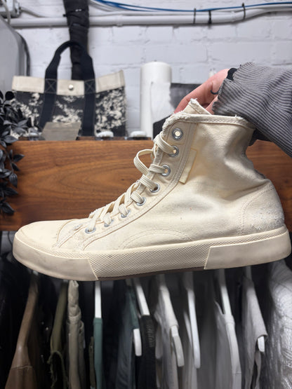 Balenciaga ‘Paris’ Cream White Canvas High Top Sneakers