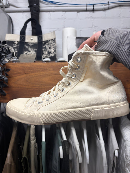 Balenciaga ‘Paris’ Cream White Canvas High Top Sneakers