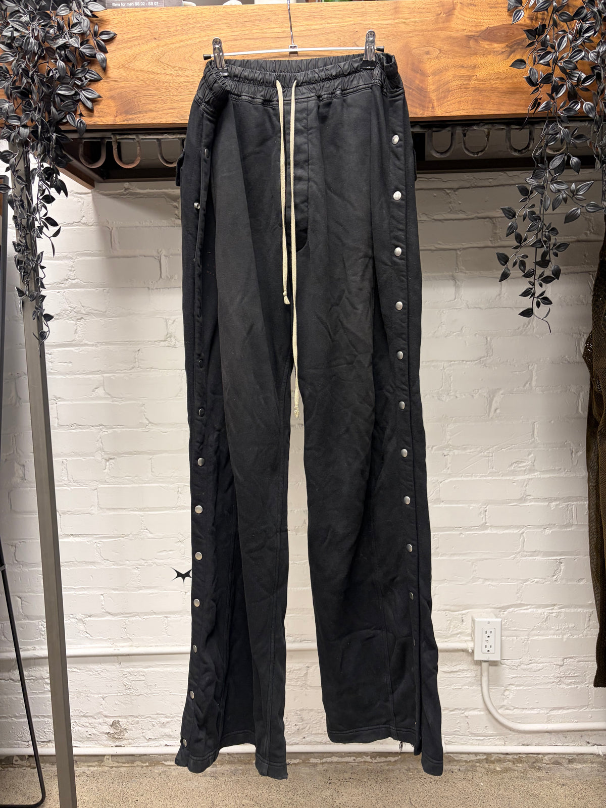 Rick Owens ‘Pusher’ Black Wide Leg Drawstring Sweatpants