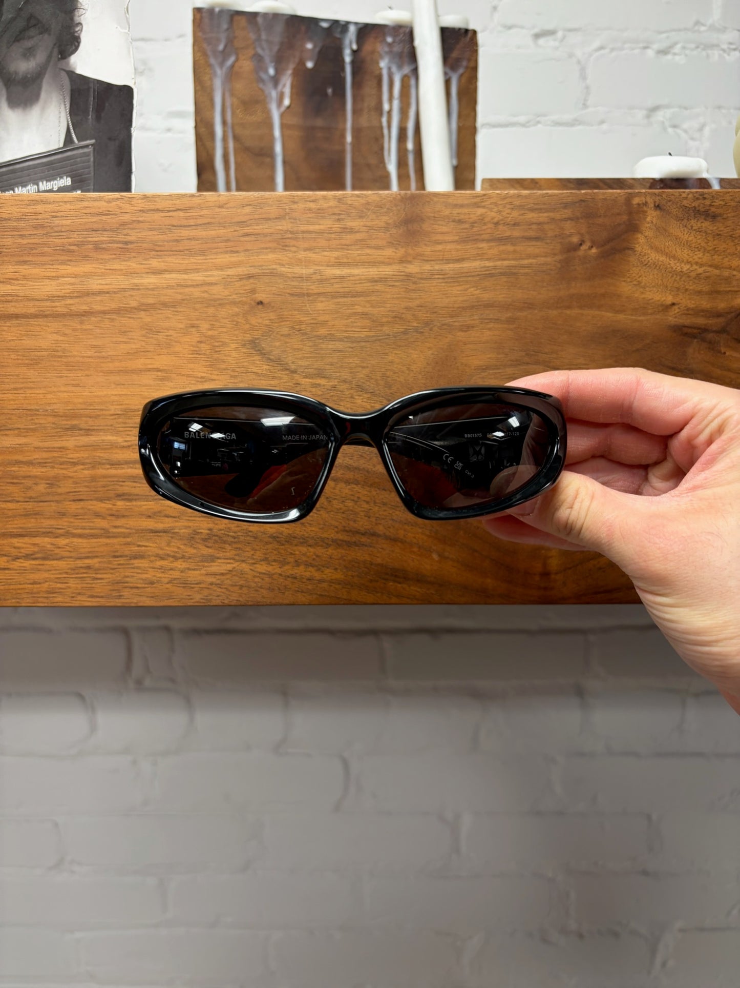 Balenciaga ‘Wraparound’ Black Logo Sunglasses