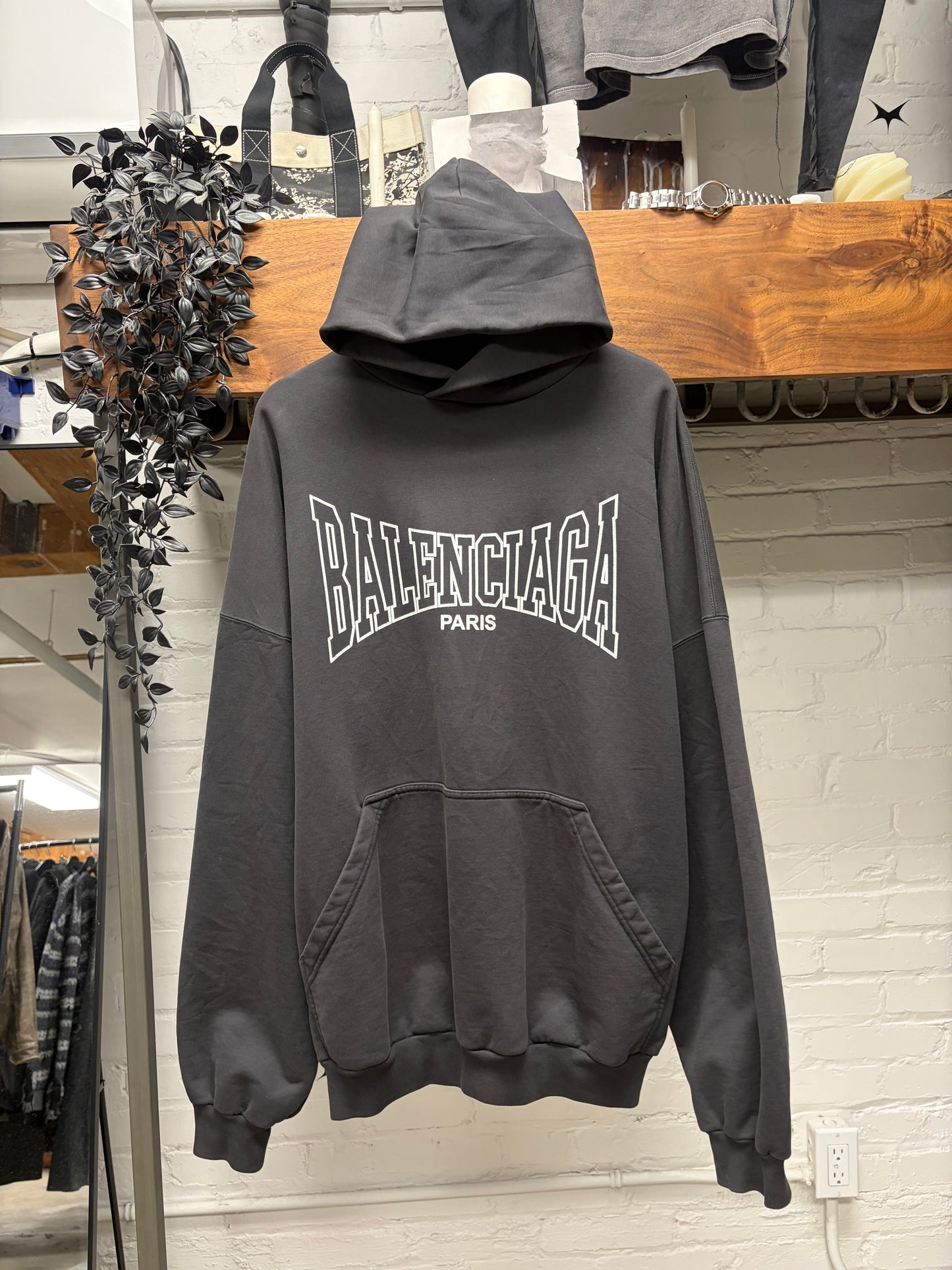 AW2024 Balenciaga ‘Boxing Logo’ Black Heavyweight Cotton Hoodie