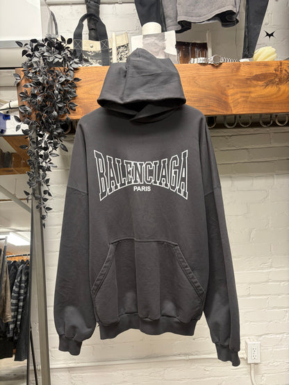 AW2024 Balenciaga ‘Boxing Logo’ Black Heavyweight Cotton Hoodie