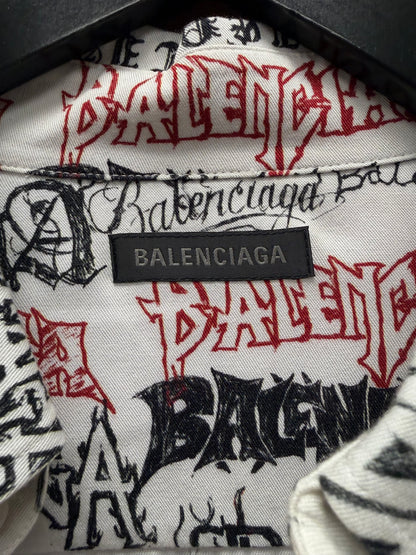 2023 Balenciaga ‘DIY Metal Logo’ White Pyjama Button Up Shirt