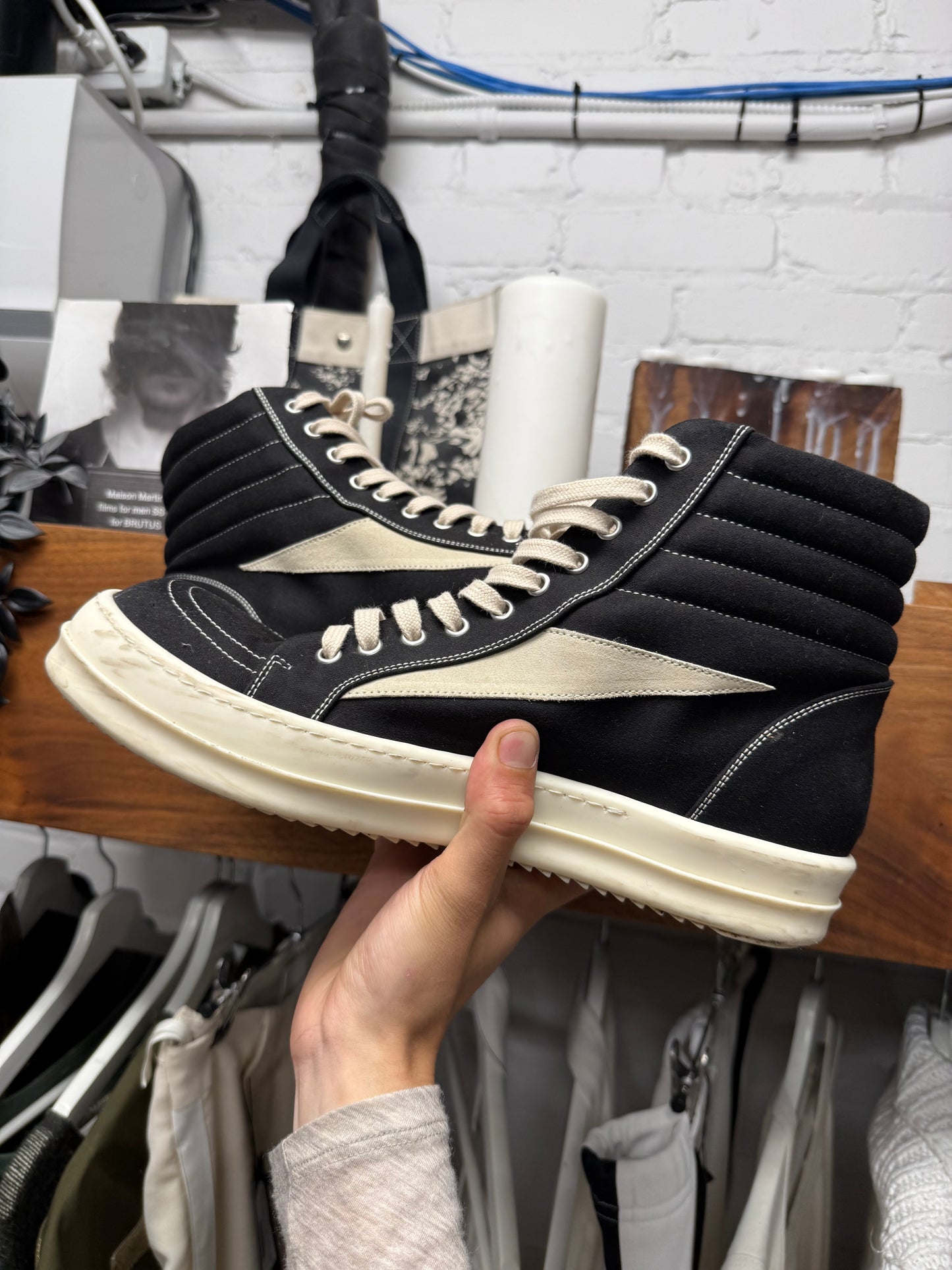 SS2024 Rick Owens Lido ‘Vans’ Black Canvas High Top Sneakers