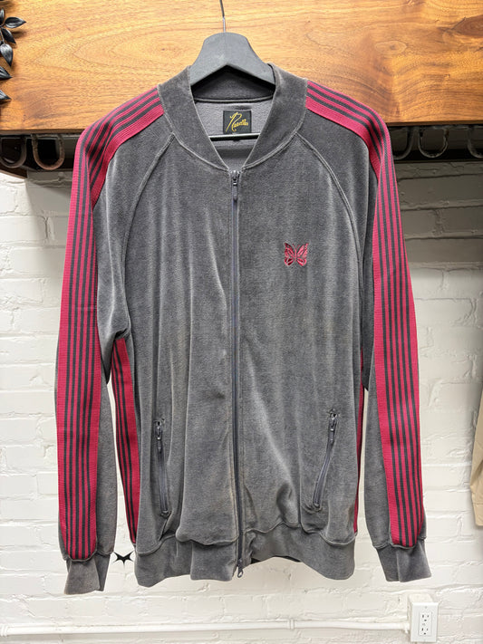 Needles Dark Grey/Maroon Velour Striped Track Jacket