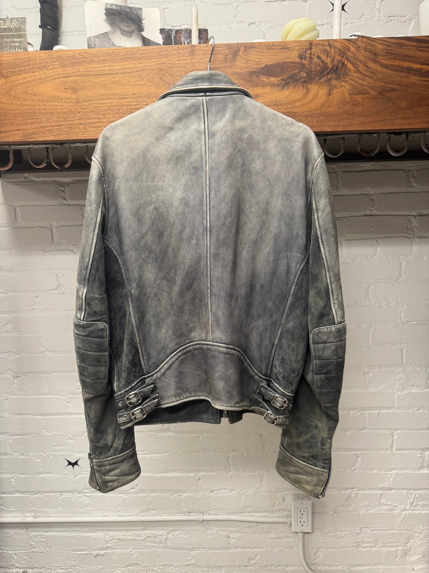 AW2009 Acne Studios ‘Mustang SB’ Perfecto Zip Faded Grey Leather Jacket