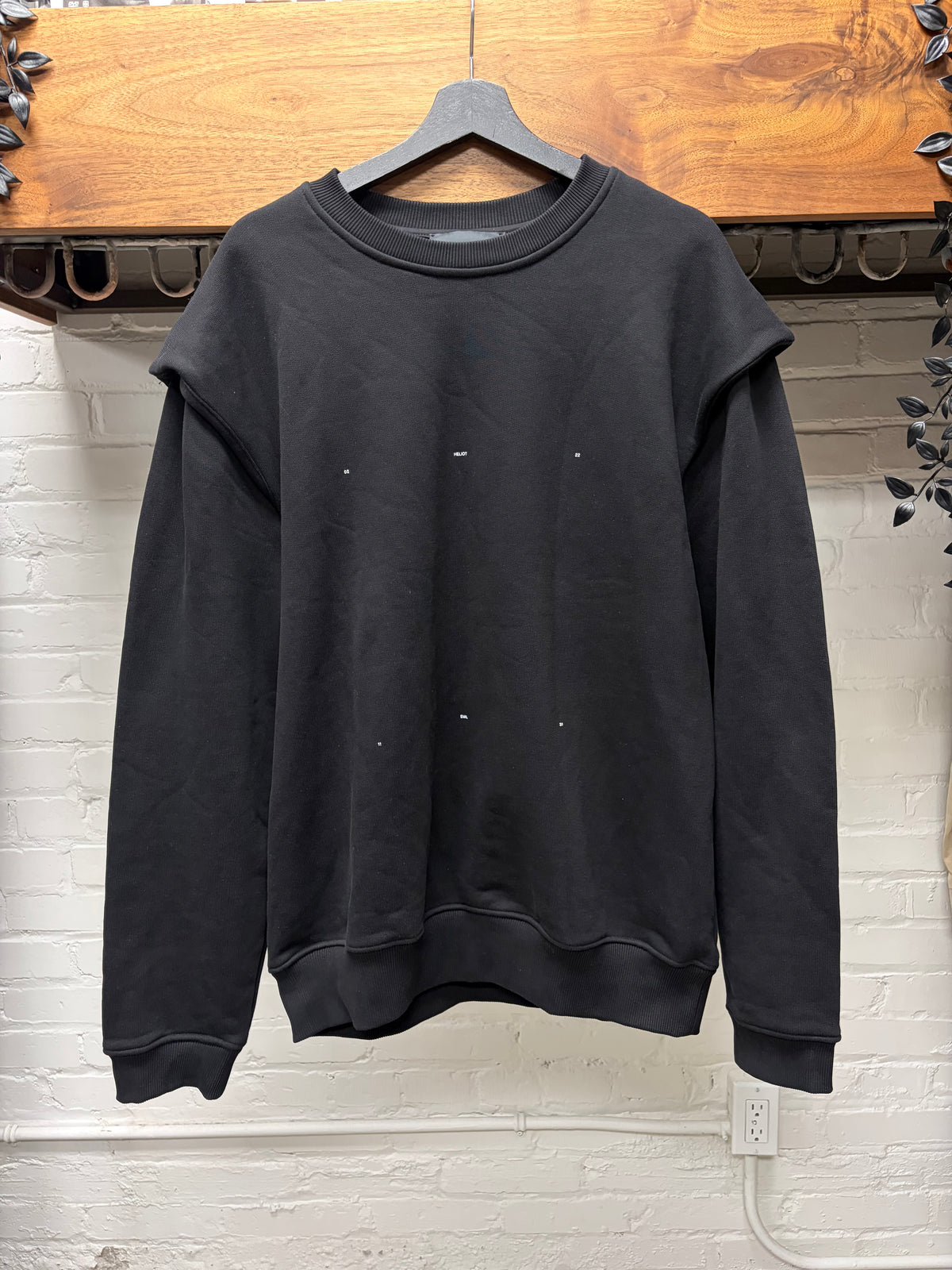 Heliot Emil Black ‘Outline Logo’ Crewneck Sweatshirt