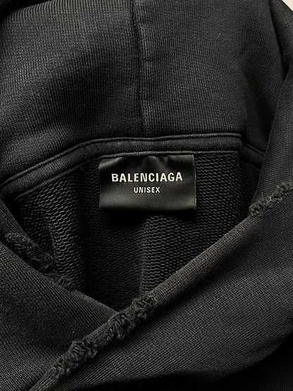 2023 Balenciaga ‘Tape Logo’ Distressed Pullover Hoodie