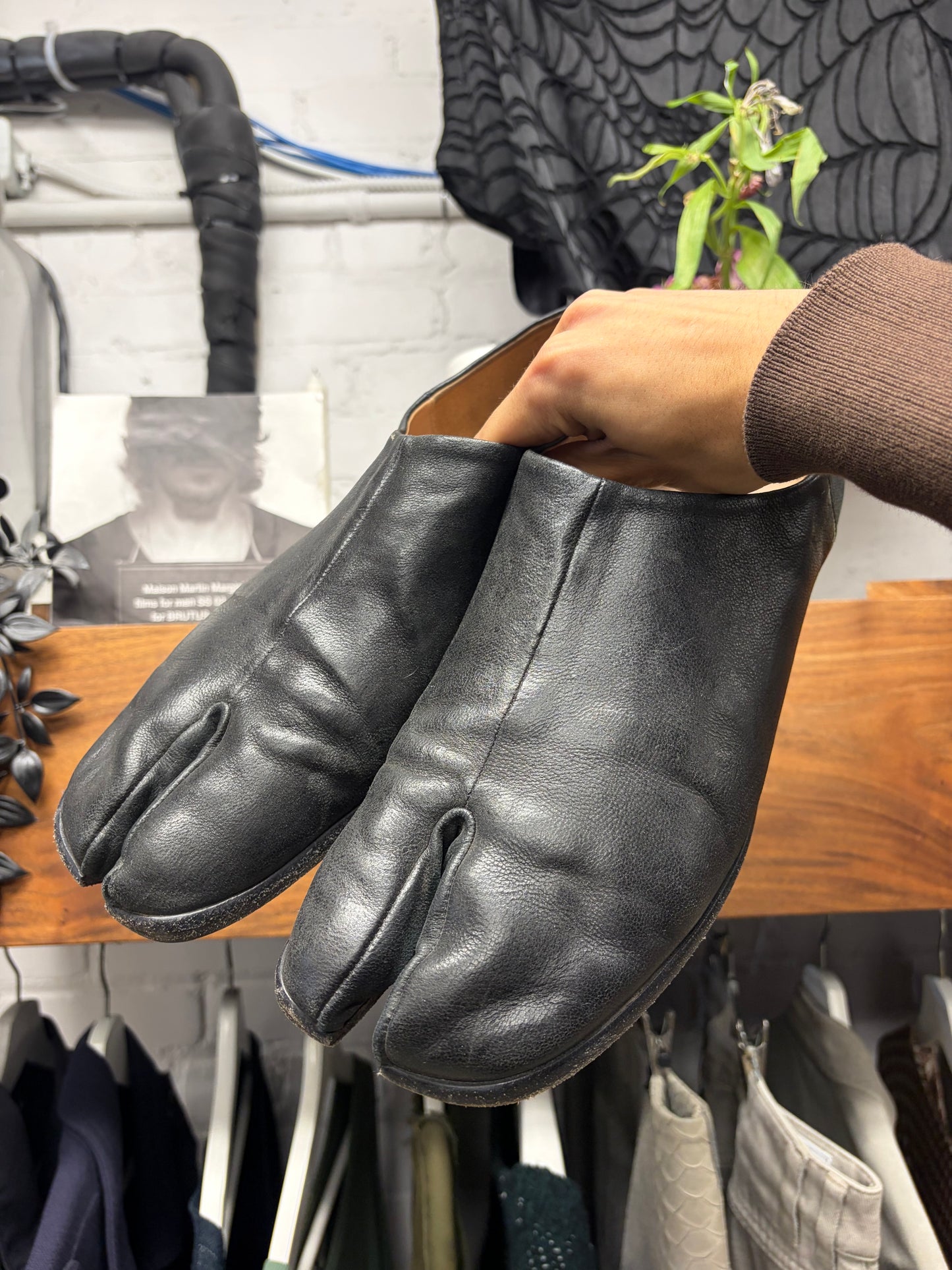 Maison Margiela Tabi Black Leather Slip-On Loafers