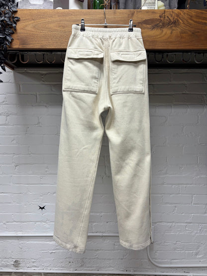 Rick Owens ‘Pusher’ Button Snap Milk Straight Cut Drawstring Pants