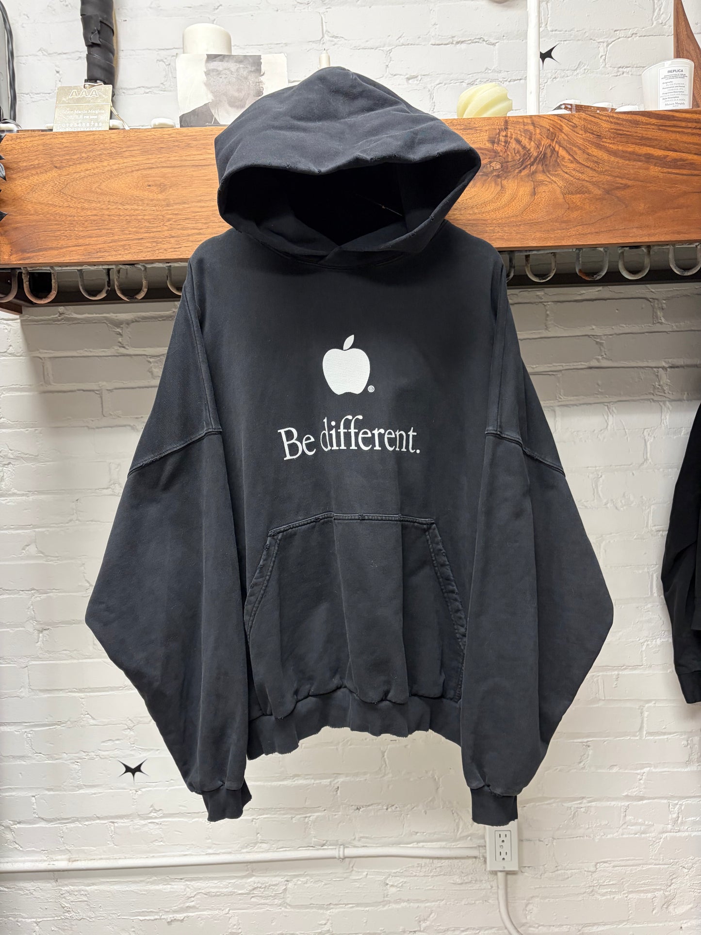 AW2022 Balenciaga ‘Be Different’ Oversized Black Pullover Hoodie