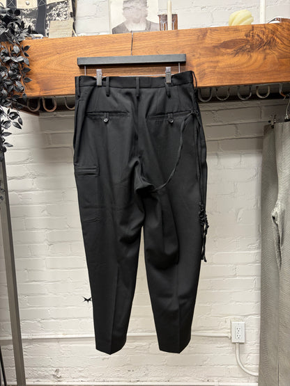 Yohji Yamamoto Pour Homme ‘Bondage Strap’ Black Zip-Closure Trousers