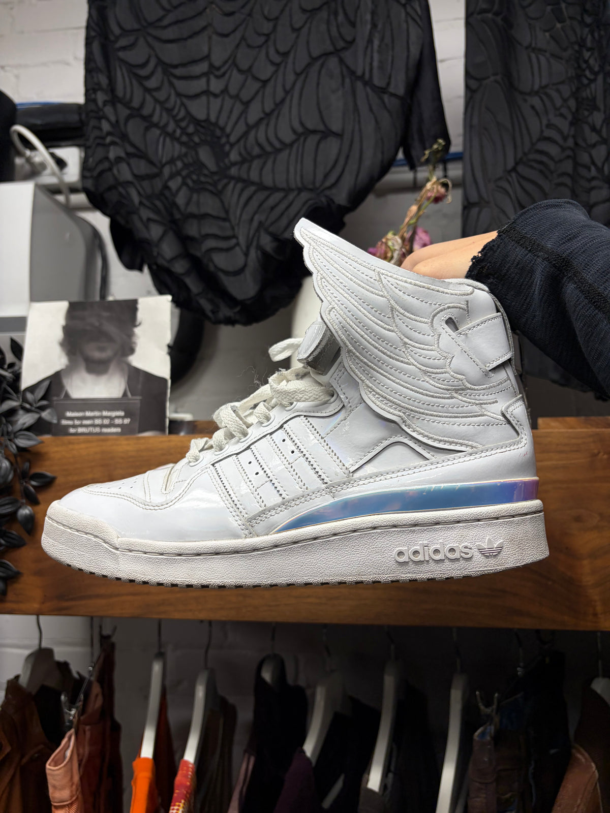Jeremy Scott x Adidas ‘Wings 4.0’ Opal White ‘Forum’ High Top Sneakers