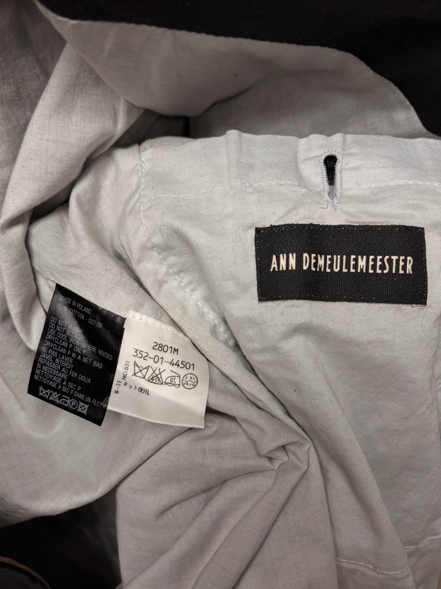 Ann Demeulemeester Black Bondage Strap Cotton Straight Jacket