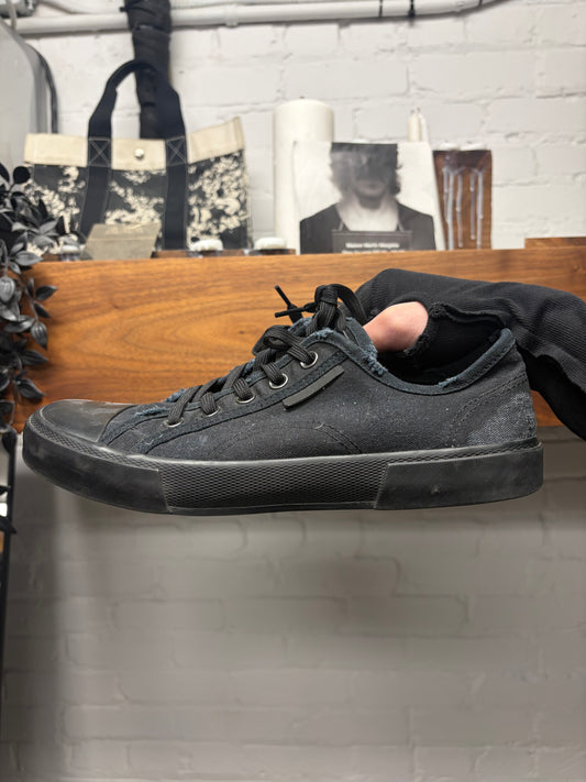Balenciaga ‘Paris’ Distressed Black Canvas Low Top Sneakers