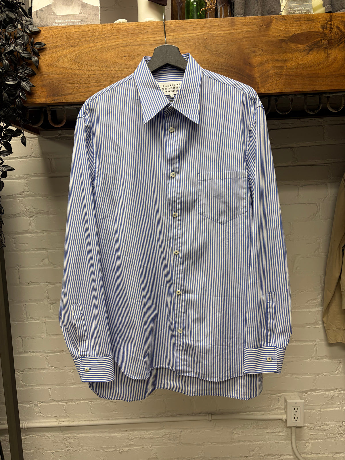 2018 Maison Margiela Pinstripe White/Blue Button Up Shirt
