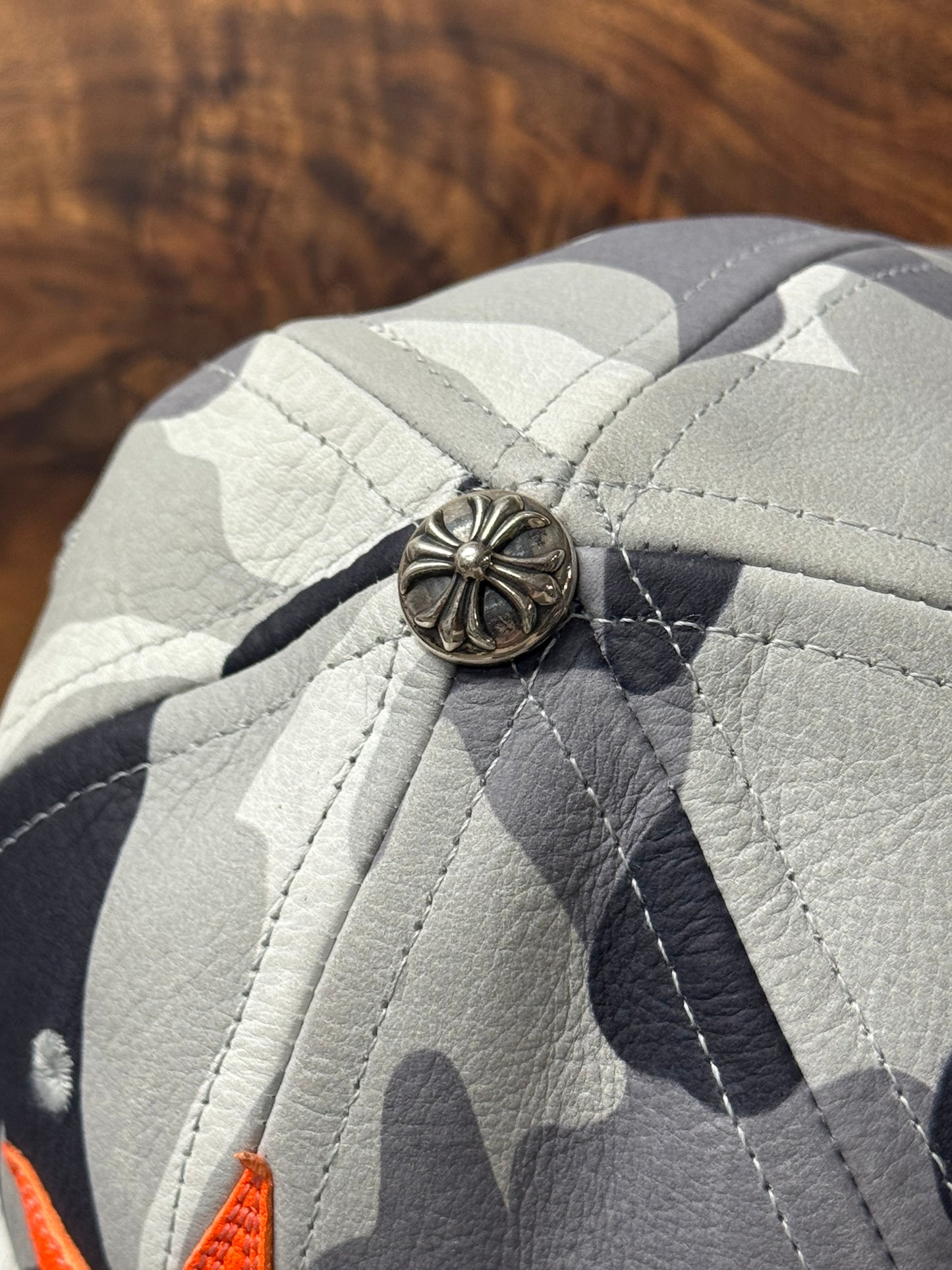 Chrome Hearts Snow Camouflage Leather Star Patch Gunslinger Strap-Back Hat