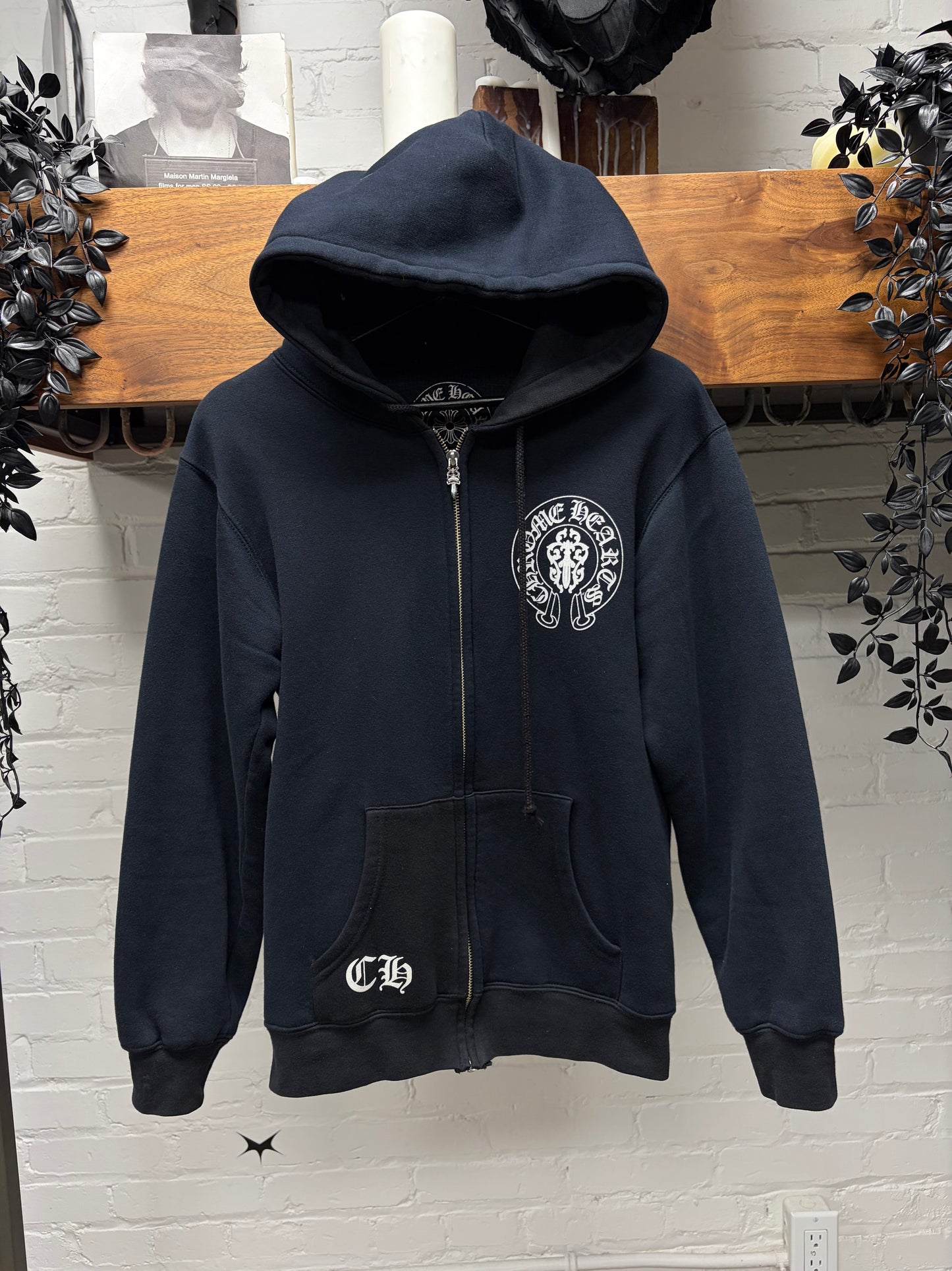 Chrome Hearts Thermal Lined ‘American Flag’ Black Zip-Up Hoodie