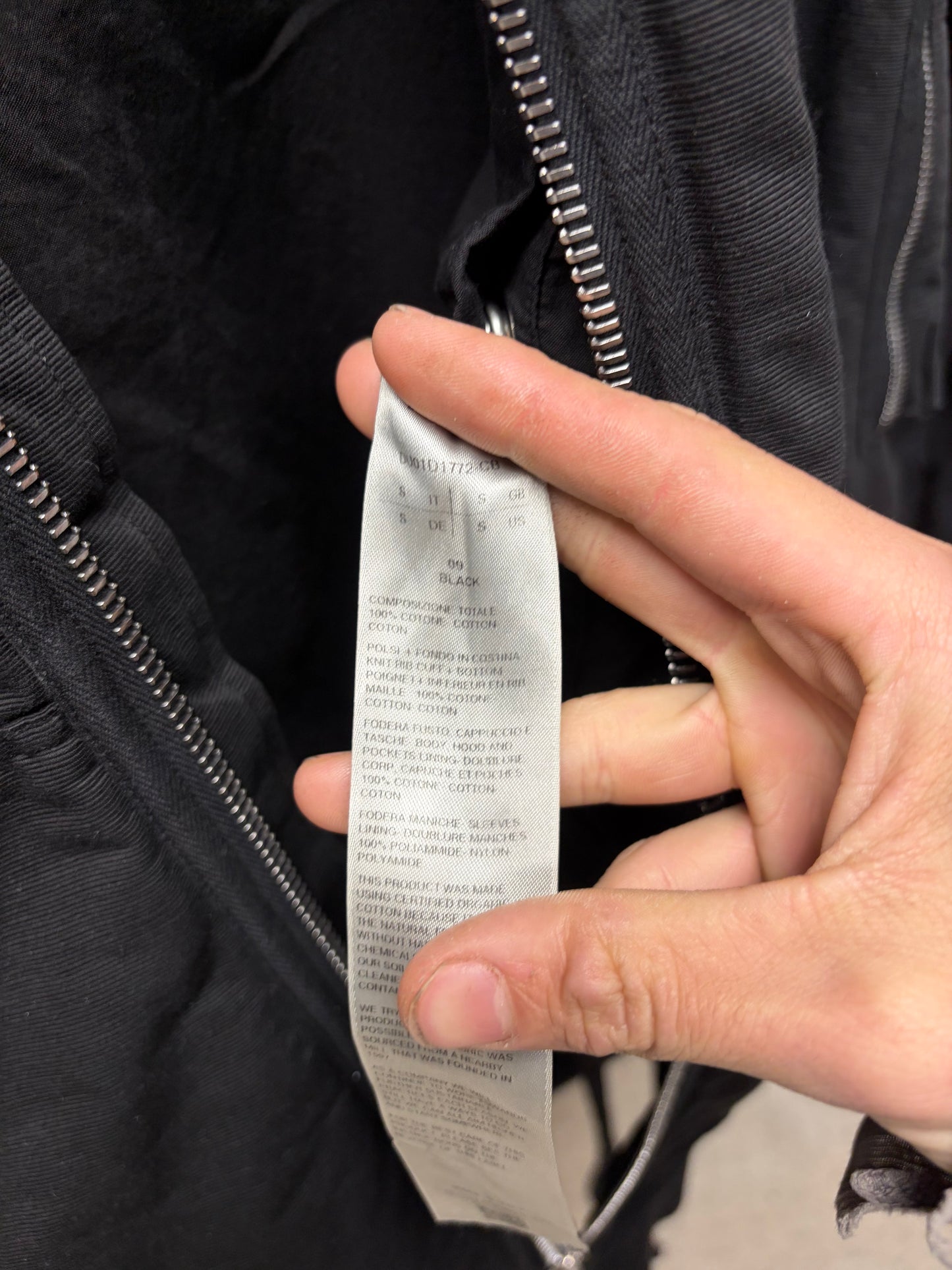Rick Owens Canvas ‘Gimp’ Black Full-Zip Eye Cut-Out Hoodie