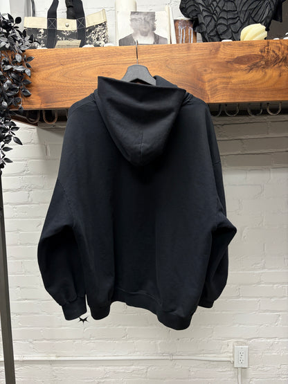 2022 Balenciaga ‘Logo-less’ Black Zip-Up Heavy Cotton Hoodie