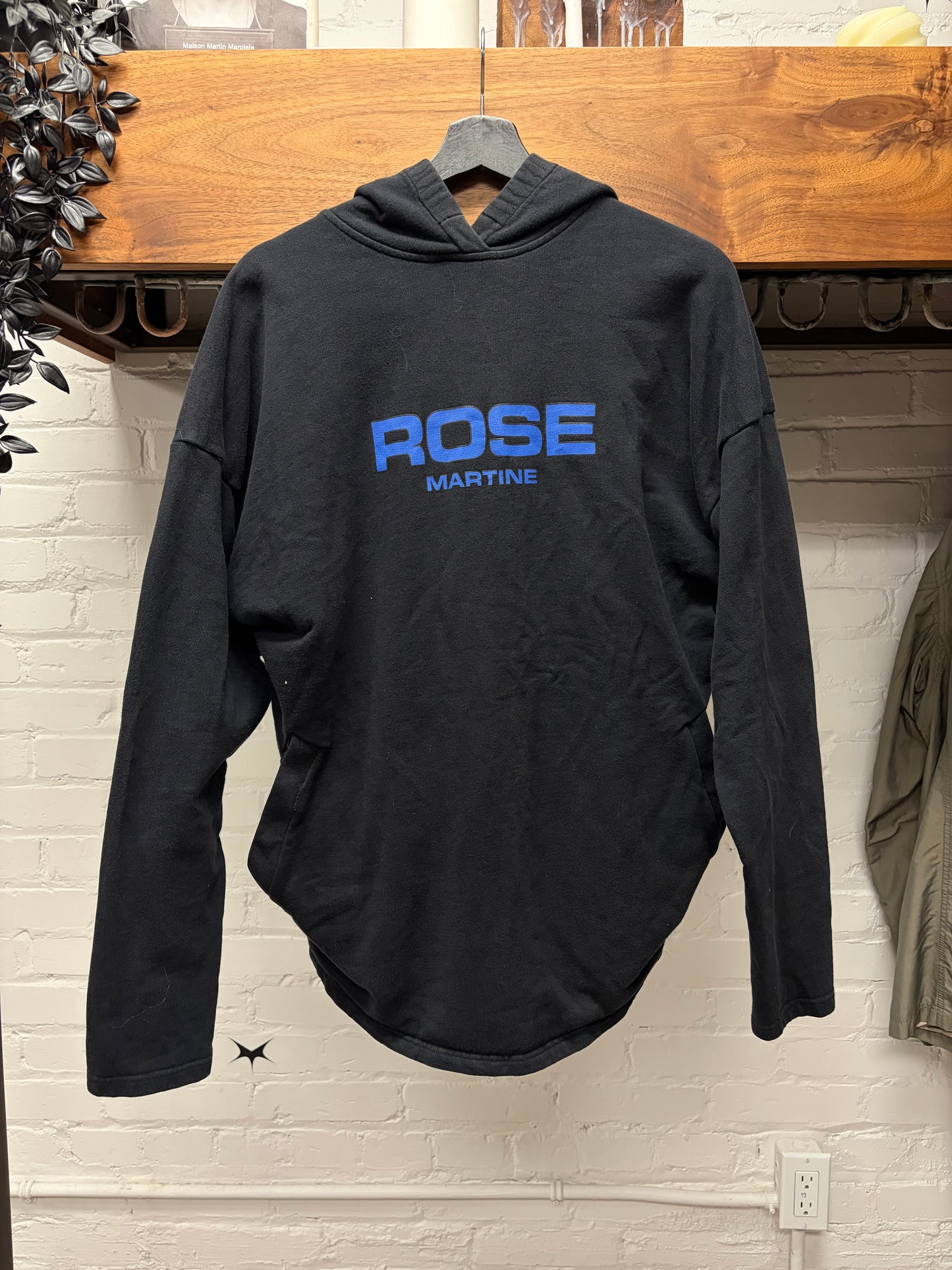 Martine Rose Black/Blue Logo ‘Collapsed’ Pullover Hoodie